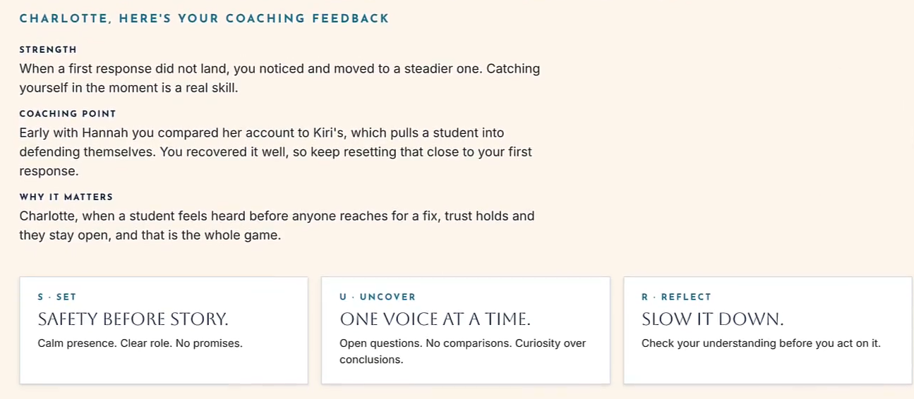 Coaching feedback addressed to you by name