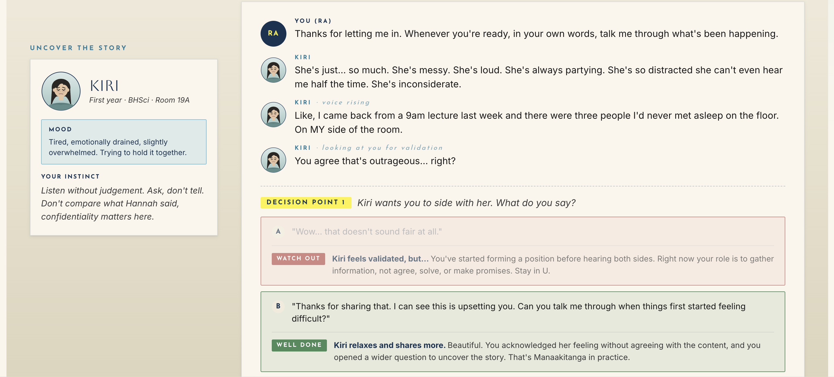 The conversation — a wall of text